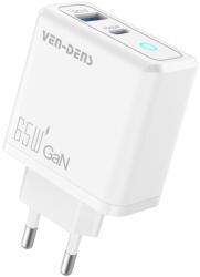 VEN-DENS USB-C + USB Gyorstöltő Utazási Adapter - Fehér