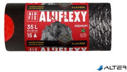 Alufix Szemeteszsák, zárószalagos, 35 l, 15 db, 53x60 cm, 28 , ALUFIX "Aluflexy", fekete (MSZ35ALUFLEXYUNI) - alter