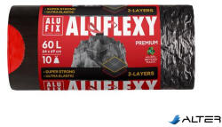 Alufix Szemeteszsák, zárószalagos, 60 l, 10 db, 64x69 cm, 33 , ALUFIX "Aluflexy", fekete (MSZ60ALUFLEXYUNINEW) - alter