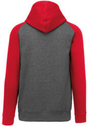 Proact PA370 gyerek kapucnis pulóver, kétszínű raglán ujjú Proact, Grey Heather/Sporty Red-12/14 (pa370grh-sre-12-14)