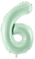 PartyDeco Balon din folie cifra aniversară 6 verde pastel 72 cm