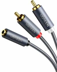 UGREEN Cablu audio Ugreen "AV102" stereo 3.5 mm jack (M) la 2 x RCA (T) 1m conectori auriti gri "10588 (10588)