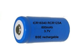 BSE Baterie reincarcabila cu litiu BSE ICR16340 16340 RCR123A 600mAh 3.7V BS427-3.7V Alte formate (BS427-3.7V) Baterie reincarcabila