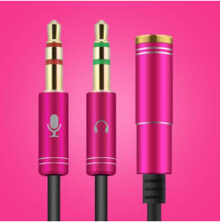 hoco. Cablu jack 3, 5 mm Mama la Dual Tata Casti Mic Audio Splitter AL485-PI Cabluri audio Culoare Roz (AL485-PI)