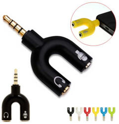 Adaptor splitter jack audio de 3, 5 mm Microfon si casti AL547-BL Adaptoare audio Culoare Negru (AL547-BL)