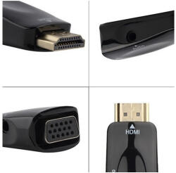 Convertor Adaptor HDMI la VGA + audio AL970 Adaptoare HDMI Culoare Negru (AL970)