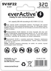 everActive Acumulator reincarcabil EverActive Ni-MH 6F22 9V 320 mAh Professional Line BL159 Alte formate Conținutul pachetului 1x Blister (BL159) Baterie reincarcabila