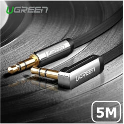 UGREEN Cablu audio Premium de 3.5mm ultra plat unghi 90 grade UG006 Cabluri audio Lungime 5 metri Culoare Negru (UG006)