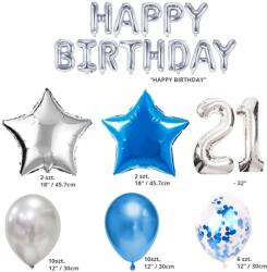 Set 33 baloane pentru petrecere, aniversare HAPPY BIRTHDAY - 21 TZ044 Arcade si seturi de baloane (TZ044)