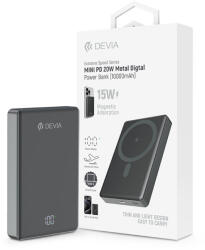 DEVIA Extreme Speed Series Mini Metal Digital PD 20W powerbank - 10.000 mAh - szürke - mobilehome