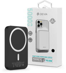 DEVIA Univerzális hordozható akkumulátor töltő - Devia Kintone Series V2 PD20W Magnet Wireless Charging Power Bank - Lightning + Type-C - 5000 mAh - fekete