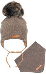 NEW BABY Őszi baba sapka és nyakba való kendő New Baby Special One barna - pindurka