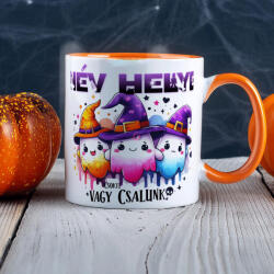 Deconline Customs Egyedi neves Halloweeni bögre Csokit vagy csalunk, személyre szabható 330 ml Narancssárga (DO126184-ORANGE-MUG)