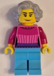LEGO® cty1622 - LEGO minifigura hölgy, ősz hajjal lila felsőben (cty1622)