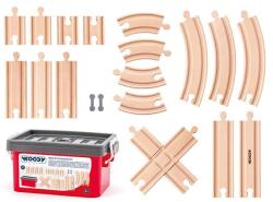 Woodyland Set de șine Woody în cutie de plastic, 20 buc (OLP102192108) Trenulet