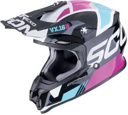 Scorpion VX-16 EVO AIR ANALOG motokrossz bukósisak metál fekete-kék-rózsaszín