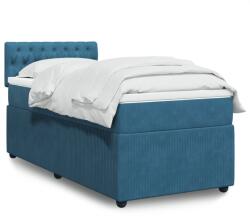 vidaXL kék bársony rugós ágy matraccal 80 x 200 cm (3289900)
