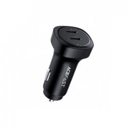 ACEFAST Auto Charger B2 szivargyújtós töltő, gyorstöltés, 72 W, 3A, 2 X USB Type-C, fekete