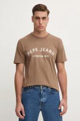 Pepe Jeans pamut póló ALDRIDGE barna, férfi, nyomott mintás, PM509628 - barna XXL