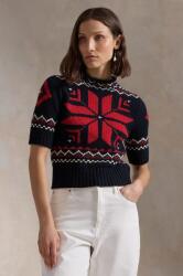 Ralph Lauren gyapjú pulóver női, sötétkék, félgarbó nyakú, 211947919 - sötétkék L