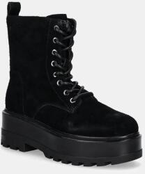 Calvin Klein Jeans munkabakancs bőrből FLATFORM ZIP LACEUP MG S - fekete Női 41