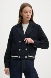 Pepe Jeans gyapjú keverék dzseki BIMBA sötétkék, átmeneti, oversize, PL402475 - sötétkék S