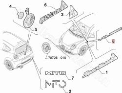 FIAT eredeti Felirat ''VELOCE'' jobb ALFA ROMEO MITO (955_) (50541296)