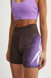 Reebok edzős rövidnadrág LUX Collection barna, mintás, magas derekú, 100205570 - barna L