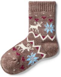 Vlnka Merino birkagyapjú gyermek zokni „rénszarvas szerelem barna gyermek méretek 25-27