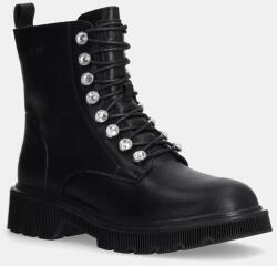 Goe bőr csizma fekete, női, lapos talpú, OO2N4103 BLACK - fekete Női 37