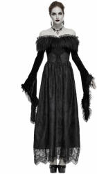 Devil Fashion Rochie pentru femei DEVIL FASHION - A Coven Affair long Gothic Dress with Faux-Fur Collar - SKT120