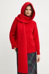 Forte Forte kapucnis sál gyapjúból piros, sima, 13339_my scarf - piros Univerzális méret
