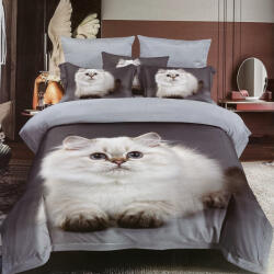 idealisotthon 7 részes fotónyomtatott ágyneműhuzat - fehér cica (IO-SY-BL-PRINT-7-CTWH)