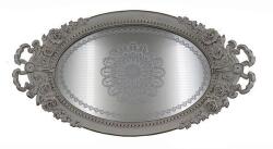 Romantic Home Tava din rasina cu oglinda Antique Grey (752-16069) Tava