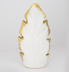 Romantic Home Vaza din ceramica White Golden Leaf (752-20088)