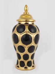 Romantic Home Vaza din ceramica Black Gold cu capac 40 cm (752-20013)