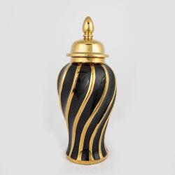 Romantic Home Vaza din ceramica Black Gold cu capac (752-20032)