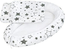 New Baby Set 3 piese, New Baby, Baby Nest, Cu paturica si pernuta, Grey stars (33692)