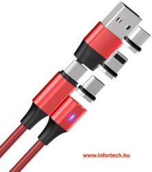 AHT DKSM-23 USB-C/USB - USB-C/Lightning/mikro USB nagysebességű, mágneses adat/töltő kábel