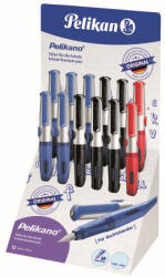 Pelikan Stilou pelikano, penita m, grip ergonomic, pentru dreptaci, 1 patron mare albastru inclus, culori asortate rosu/negru/albastru, (606844)