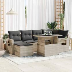 vidaXL 7 részes világosszürke polyrattan kerti ülőgarnitúra párnákkal (3326513)