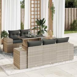 vidaXL 6 részes világosszürke polyrattan kerti ülőgarnitúra párnákkal (3326733)