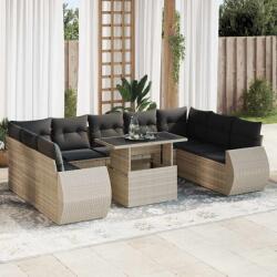 vidaXL 10 részes világosszürke polyrattan kerti ülőgarnitúra párnákkal (3326703)