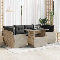 vidaXL 7 részes világosszürke polyrattan kerti ülőgarnitúra párnákkal (3326593)