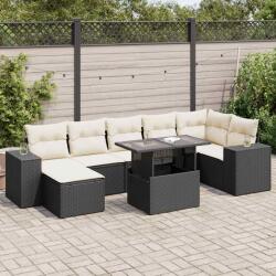 vidaXL 8 részes fekete polyrattan kerti ülőgarnitúra párnákkal (3326837)