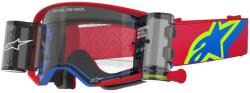 Alpinestars Supertech Corp ROLL-OFF Wide Vision motokrossz szemüveg piros-kék, átlátszó plexivel