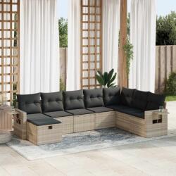 vidaXL 8 részes világosszürke polyrattan kerti ülőgarnitúra párnával (3325538)