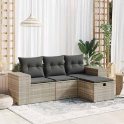 vidaXL 4 részes világosszürke polyrattan kerti ülőgarnitúra párnákkal (3325658)