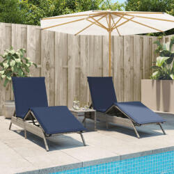 vidaXL 2 db szürke polyrattan napozóágy asztallal (4002716)