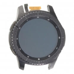 Samsung R760, R765 Gear S3 Frontier előlap keret, lcd kijelző és érintőpanel, fekete (gyári)